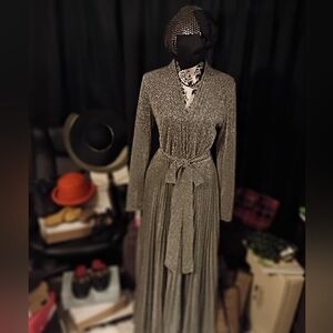 Flattering Silver Pleated Maxi Dress